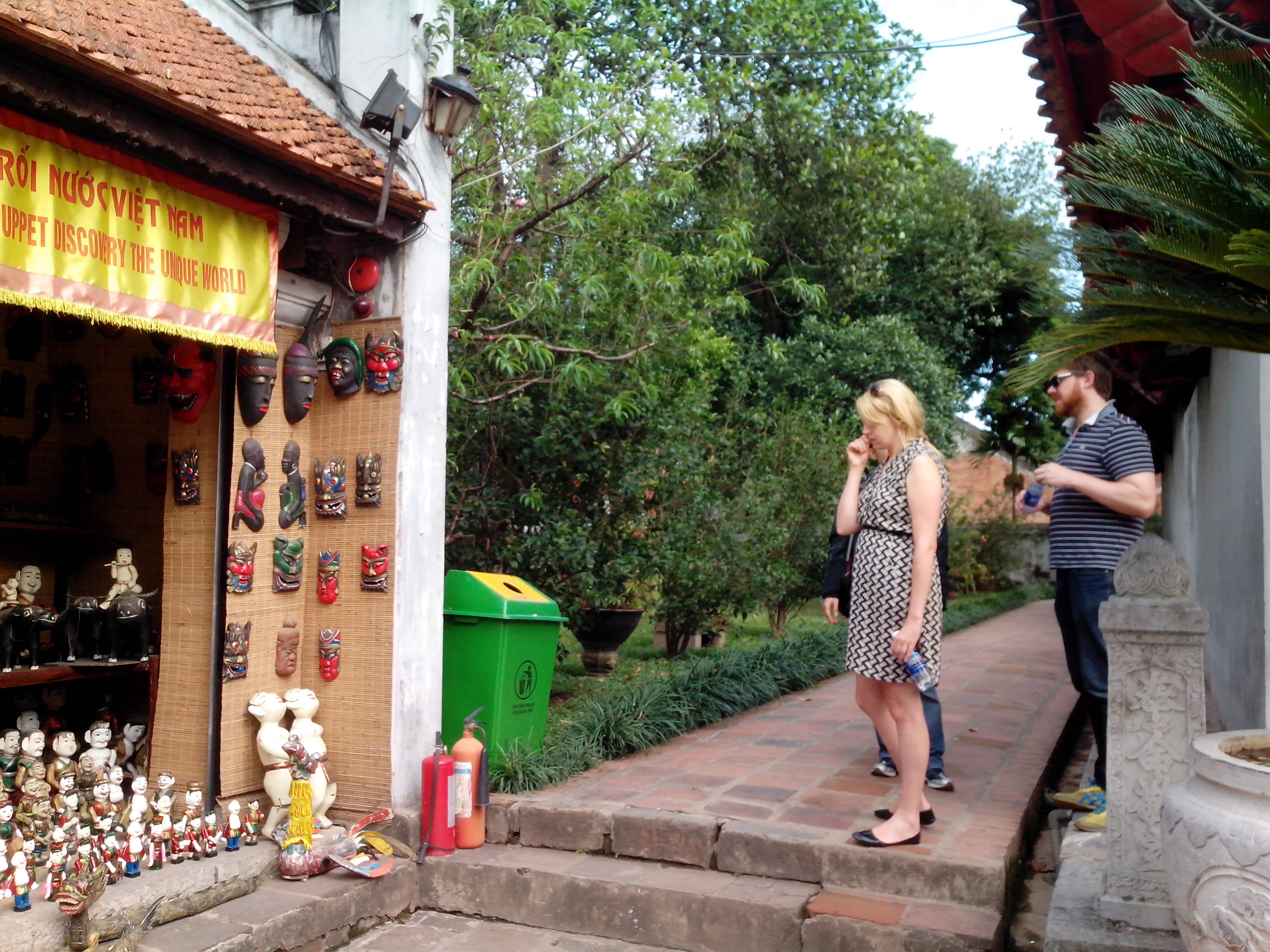 At the yard of Temple of Literature - Hanoi motorbike city tour