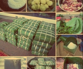 Process of making Banh Chung - Vietnamese food